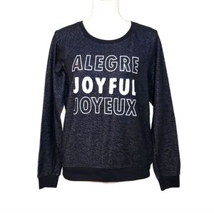 Xhilaration Small Black JOYFUL Multilingual Graphic Long Sleeve Sweatshirt